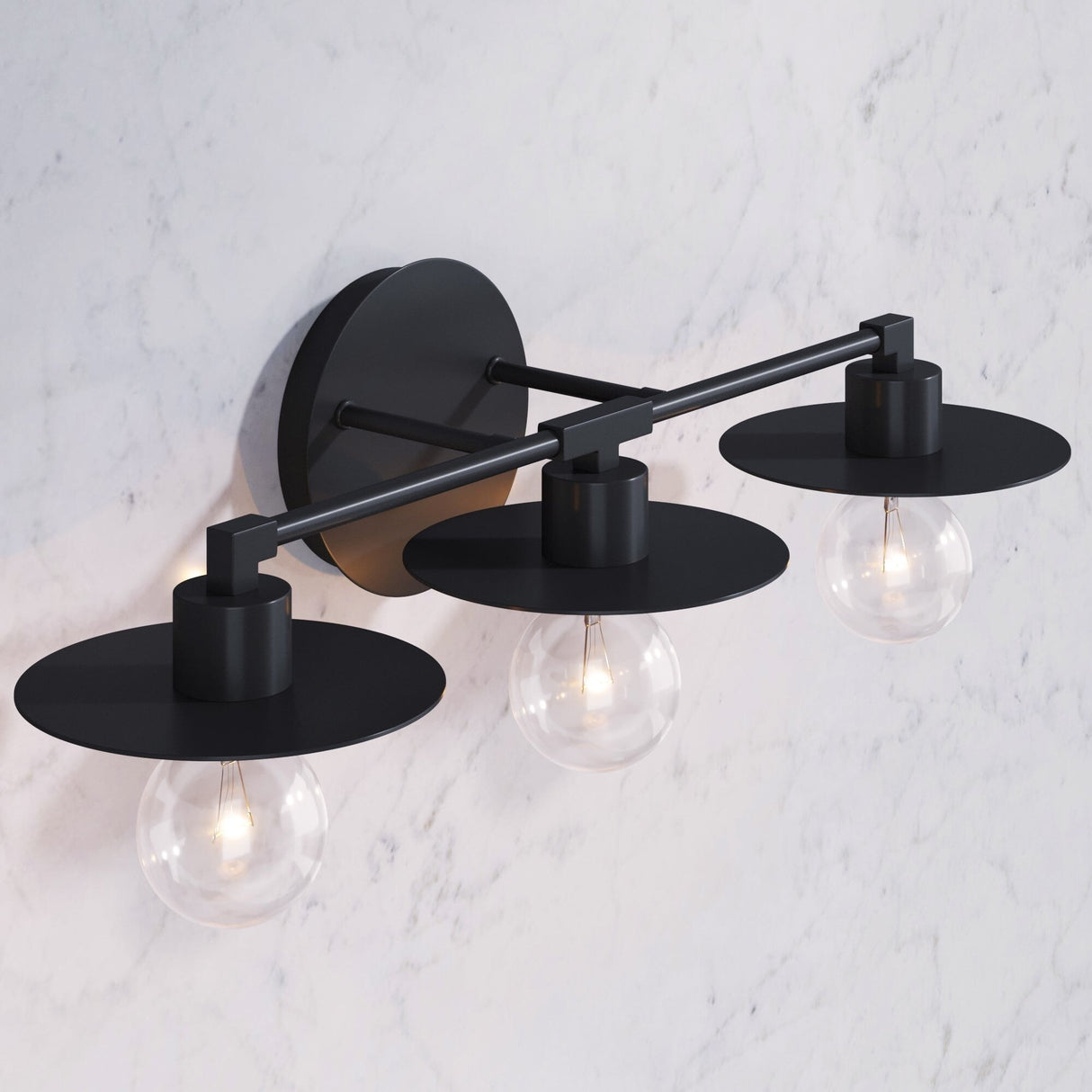 Nathan James Pattinson 3-Lights Bathroom Vanity Light Fixture with Metal Frame and Thin Plate Shade