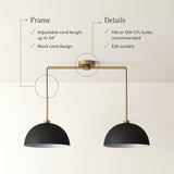 Nathan James Percy Modern 2-Light Pendant Island Light Fixture, Hanging Lights with Metal Shade and Adjustable Cord
