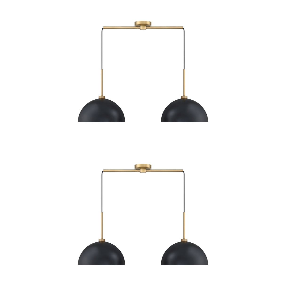 Nathan James Percy Modern 2-Light Pendant Island Light Fixture, Hanging Lights with Metal Shade and Adjustable Cord