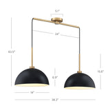 Nathan James Percy Modern 2-Light Pendant Island Light Fixture, Hanging Lights with Metal Shade and Adjustable Cord
