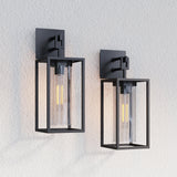 Nathan James Sedona Outdoor Black Wall Sconce Porch Lantern with Open Iron Frame and Cylinder Glass Shade