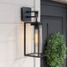Nathan James Sedona Outdoor Black Wall Sconce Porch Lantern with Open Iron Frame and Cylinder Glass Shade