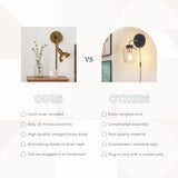 Nathan James Tamlin Wall Mounted Armed Sconce 1-Light Fixture with Plugin and On/Off Switch