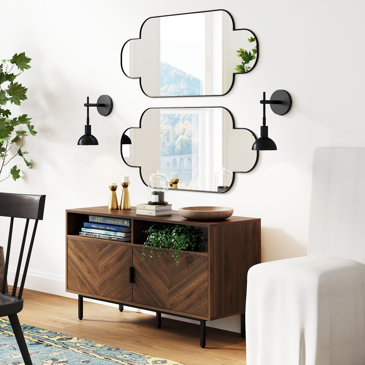 Nathan James Tamlin Wall Mounted Armed Sconce 1-Light Fixture with Plugin and On/Off Switch
