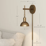 Nathan James Tamlin Wall Mounted Armed Sconce 1-Light Fixture with Plugin and On/Off Switch