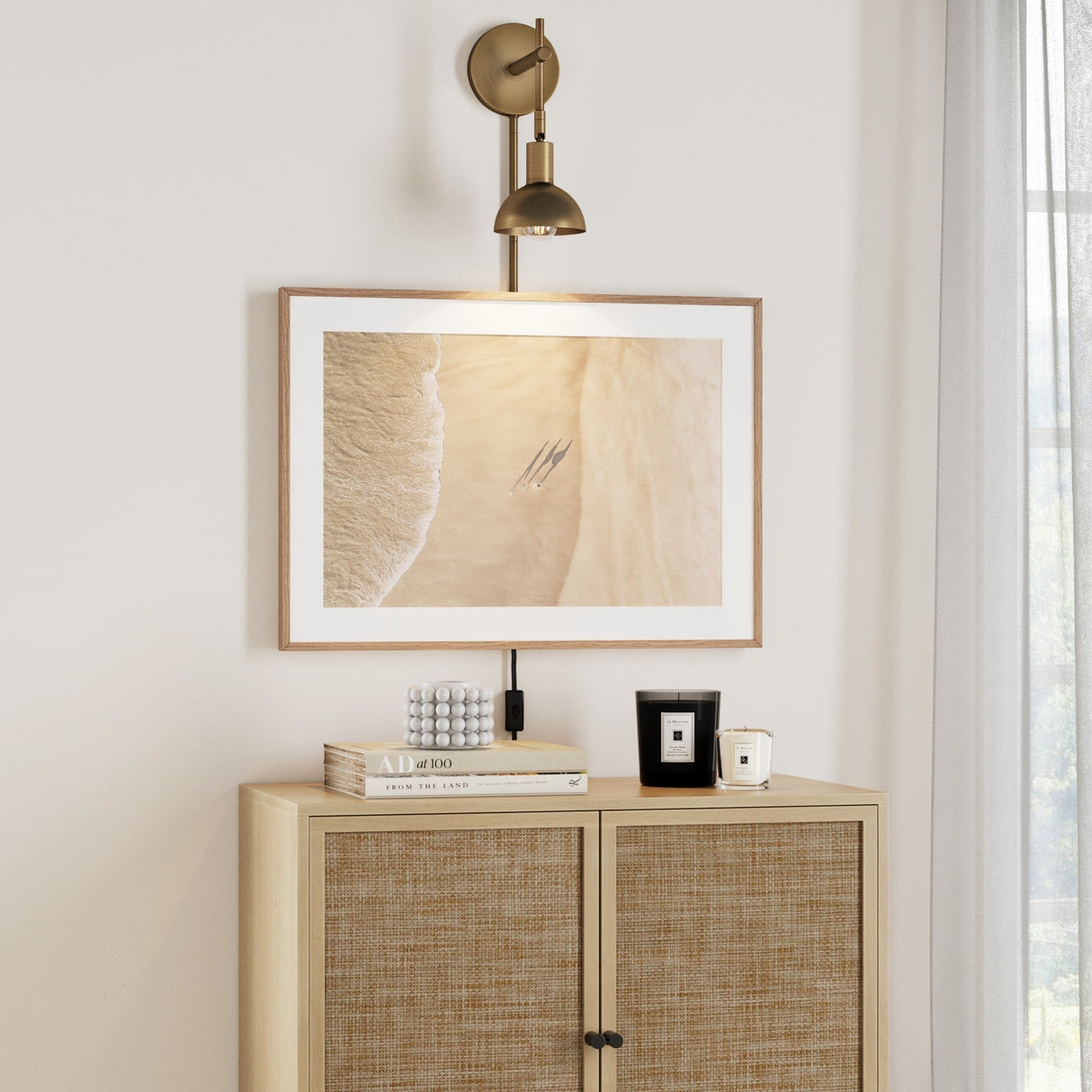 Nathan James Tamlin Wall Mounted Armed Sconce 1-Light Fixture with Plugin and On/Off Switch