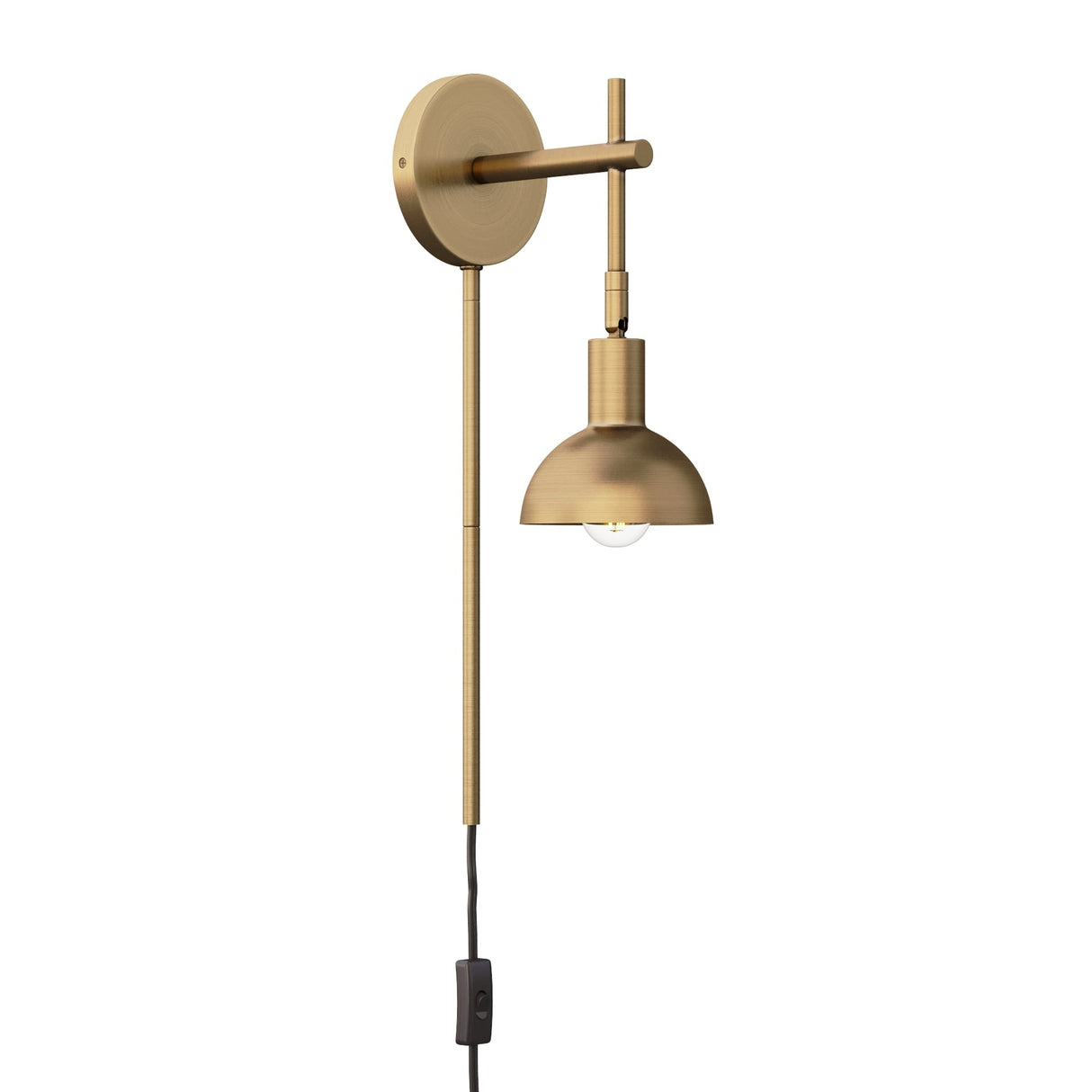 Nathan James Tamlin Wall Mounted Armed Sconce 1-Light Fixture with Plugin and On/Off Switch