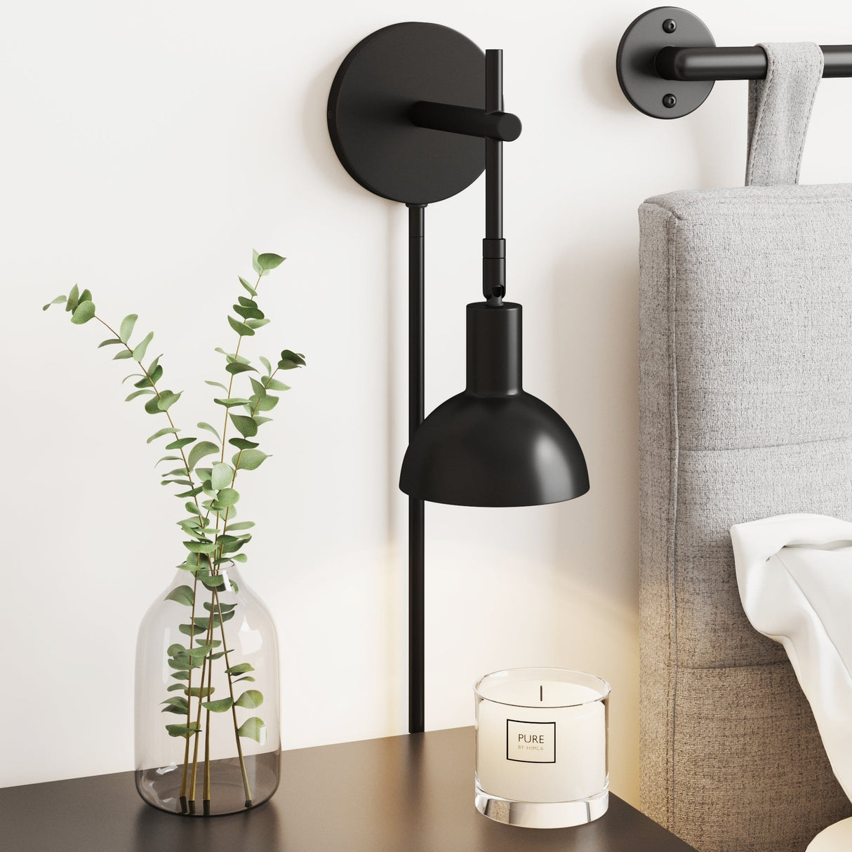 Nathan James Tamlin Wall Mounted Armed Sconce 1-Light Fixture with Plugin and On/Off Switch