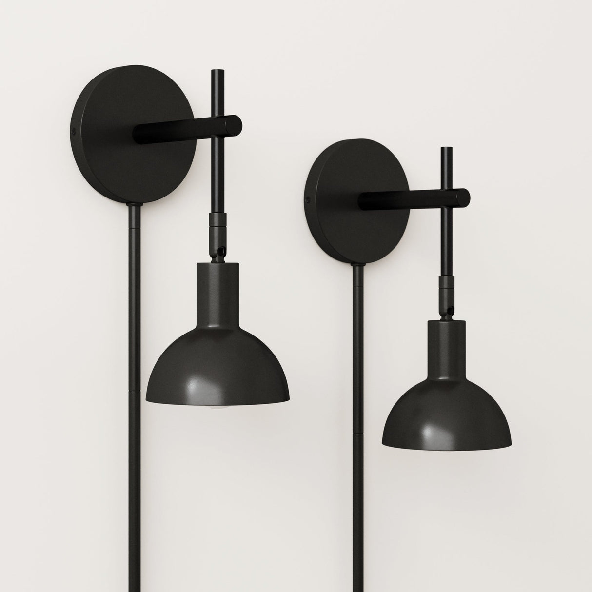 Nathan James Tamlin Wall Mounted Armed Sconce 1-Light Fixture with Plugin and On/Off Switch