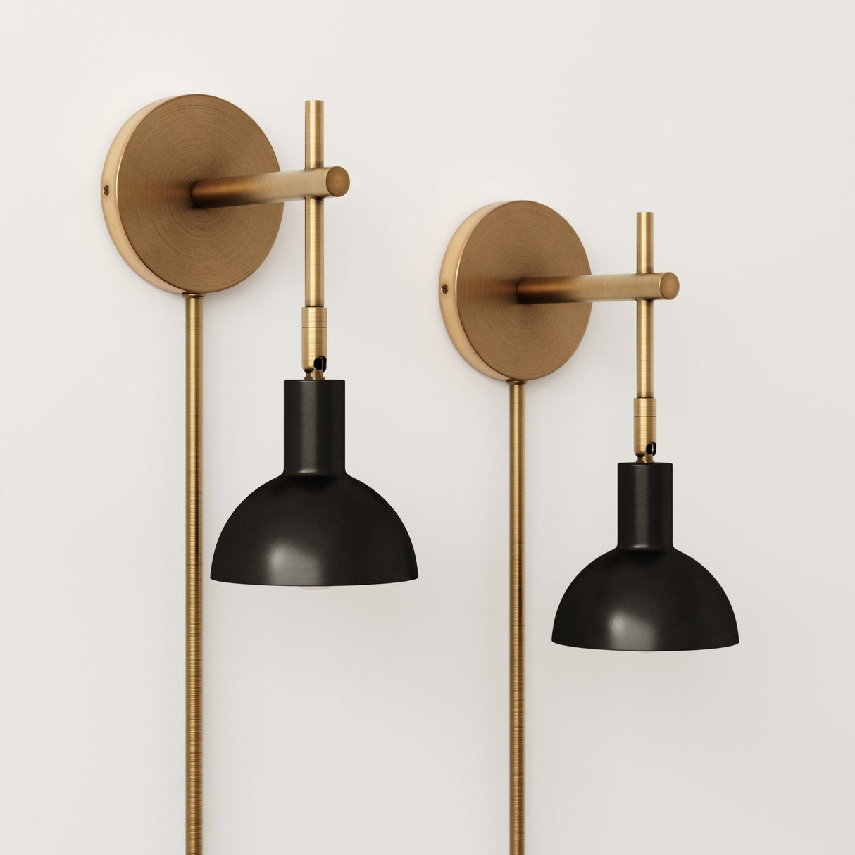 Nathan James Tamlin Wall Mounted Armed Sconce 1-Light Fixture with Plugin and On/Off Switch