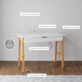 Nathan James Telos Computer Desk with Drawer, Light Wood Legs