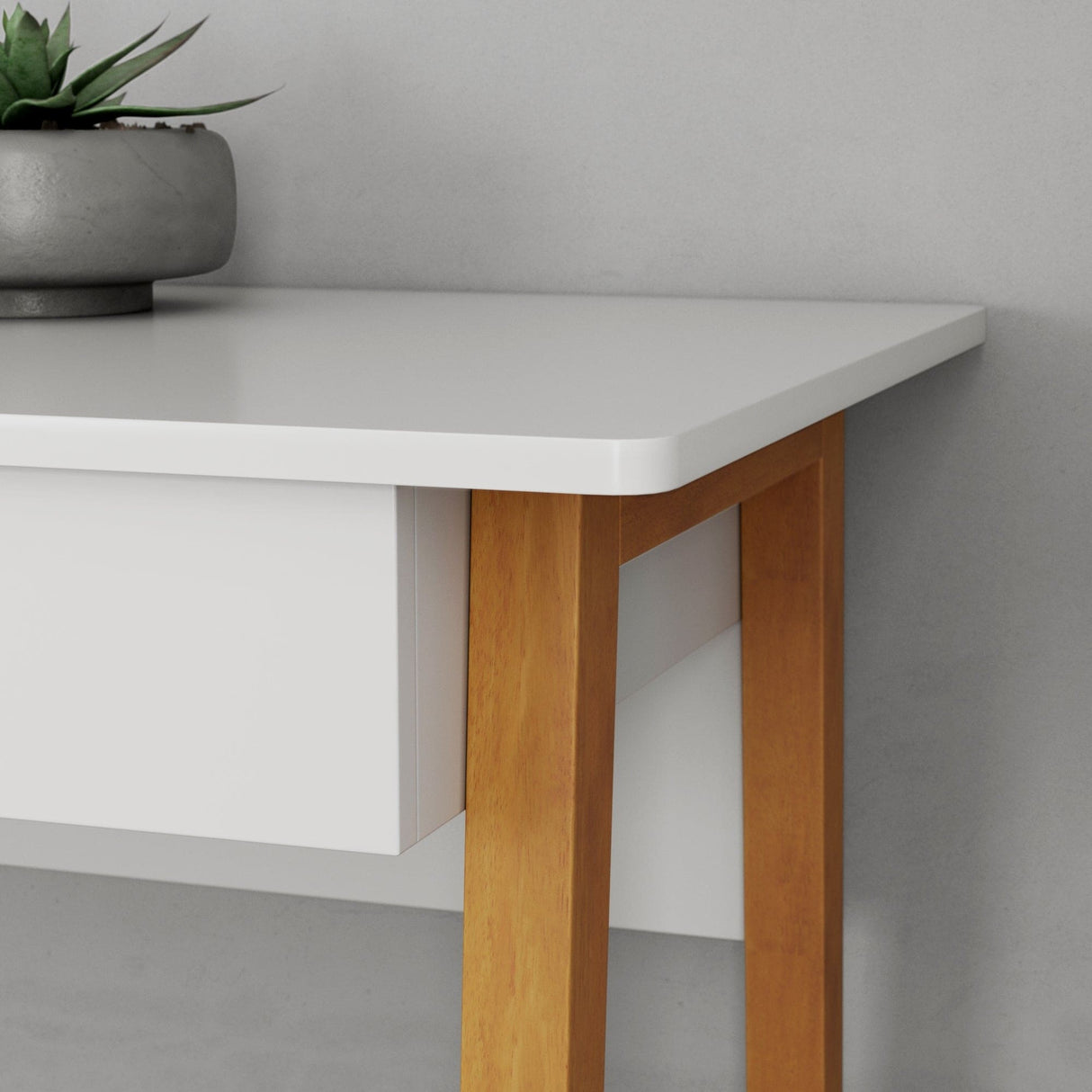 Nathan James Telos Computer Desk with Drawer, Light Wood Legs