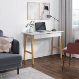 Nathan James Telos Computer Desk with Drawer, Light Wood Legs