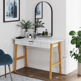 Nathan James Telos Computer Desk with Drawer, Light Wood Legs