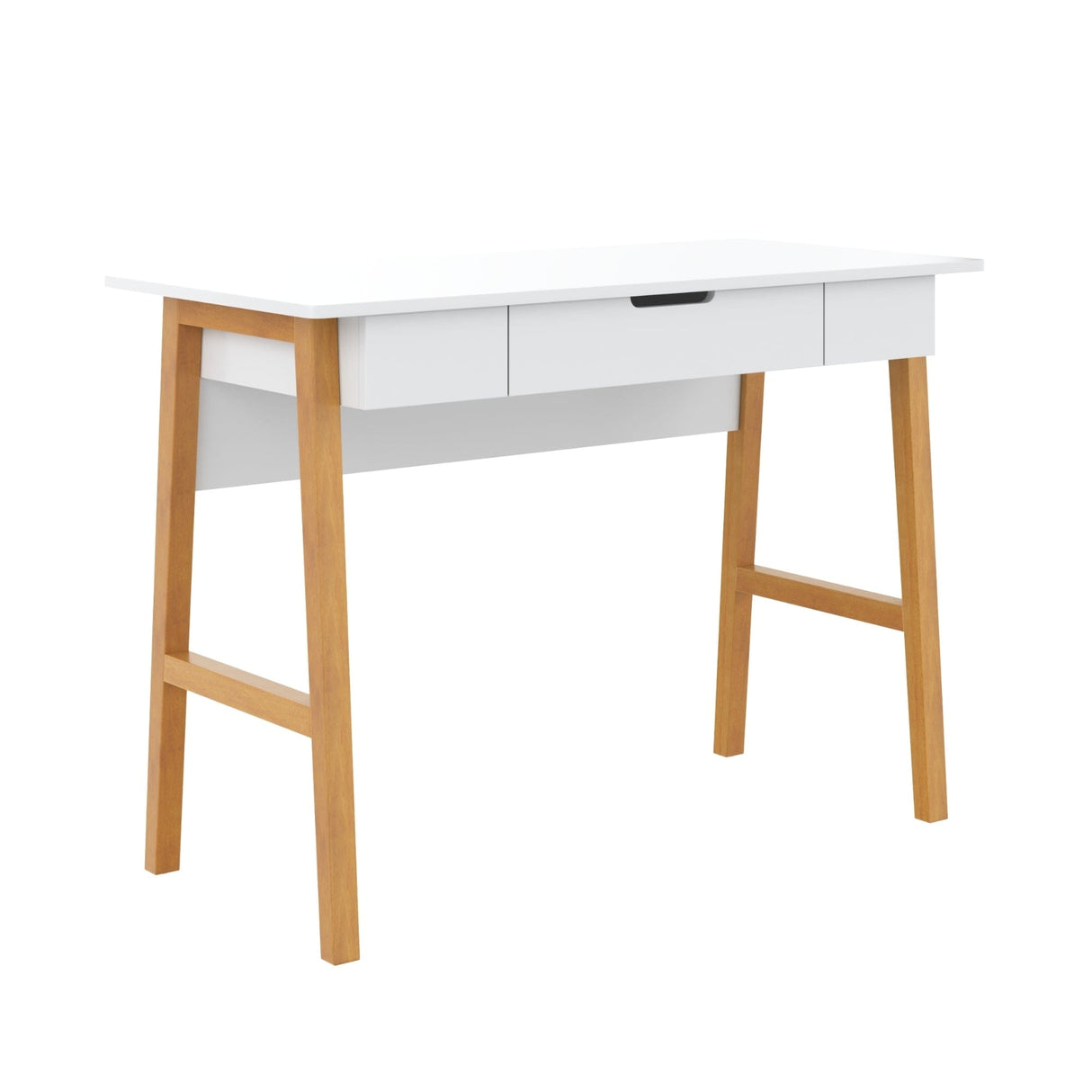 Nathan James Telos Computer Desk with Drawer, Light Wood Legs