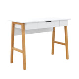 Nathan James Telos Computer Desk with Drawer, Light Wood Legs