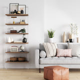 Nathan James Theo 6-Shelf Tall Bookcase, Wall Mount Bookshelf Wood with Metal Frame