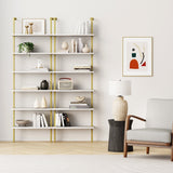 Nathan James Theo 6-Shelf Tall Bookcase, Wall Mount Bookshelf Wood with Metal Frame