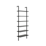 Nathan James Theo 6-Shelf Tall Bookcase, Wall Mount Bookshelf Wood with Metal Frame