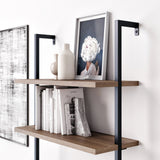 Nathan James Theo 6-Shelf Tall Bookcase, Wall Mount Bookshelf Wood with Metal Frame