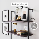 Nathan James Theo 6-Shelf Tall Bookcase, Wall Mount Bookshelf Wood with Metal Frame