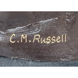 Native American Indian Warrior Bronze Metal Statue Sculpture On Marble Base Cm Russell