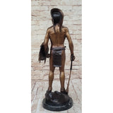 Native American Indian Warrior Bronze Metal Statue Sculpture On Marble Base Cm Russell