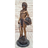 Native American Indian Warrior Bronze Metal Statue Sculpture On Marble Base Cm Russell