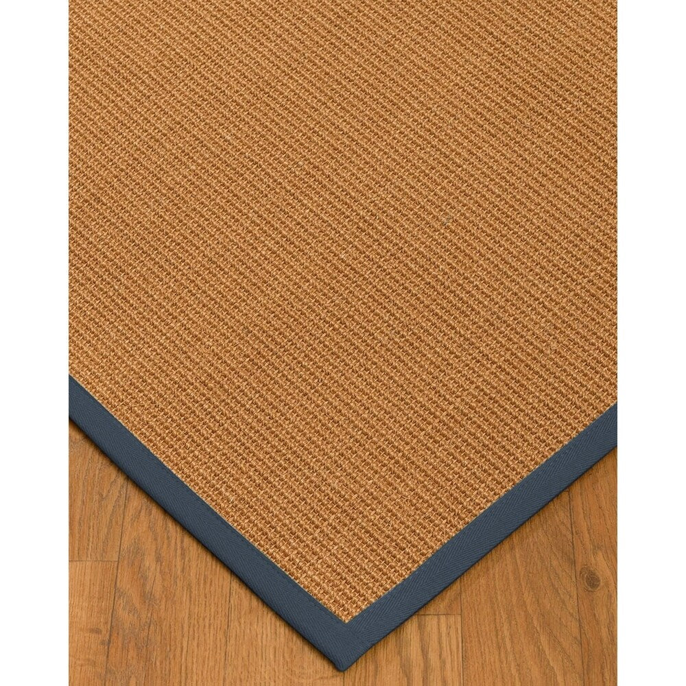 Natural Area Rugs, 100% Natural Fiber Handmade Aston, Gold Sisal Rug 6' Square, Marine Border - 6' x 6'