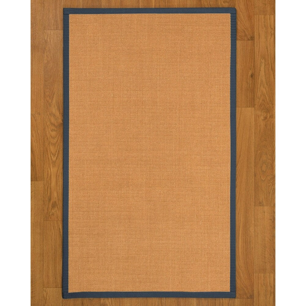 Natural Area Rugs, 100% Natural Fiber Handmade Aston, Gold Sisal Rug 6' Square, Marine Border - 6' x 6'