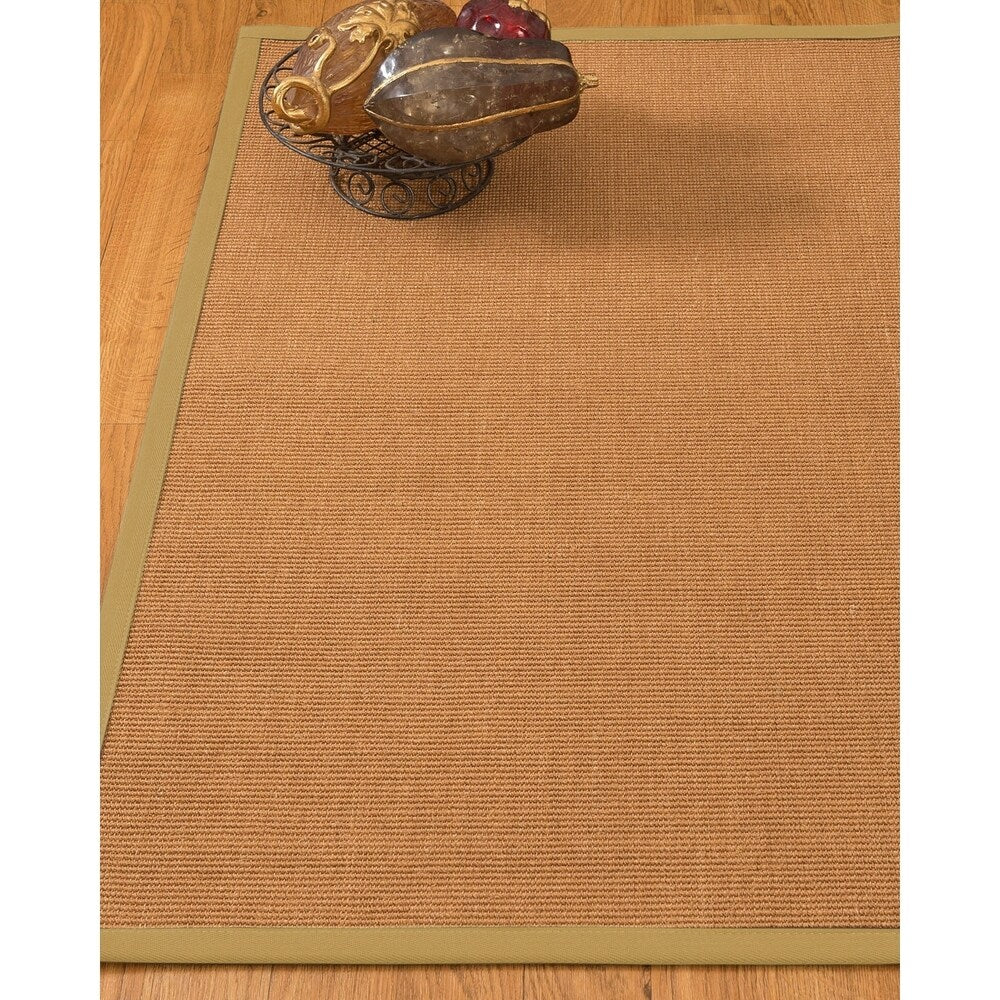 Natural Area Rugs 100%, Natural Fiber Handmade Aston, Gold Sisal Rug, Sage Border - 8' x 10'