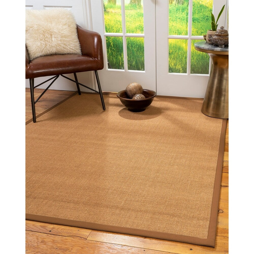 Natural Area Rugs 100%, Natural Fiber Handmade Aston, Gold Sisal Rug, Sienna Border - 2'9" x 9'