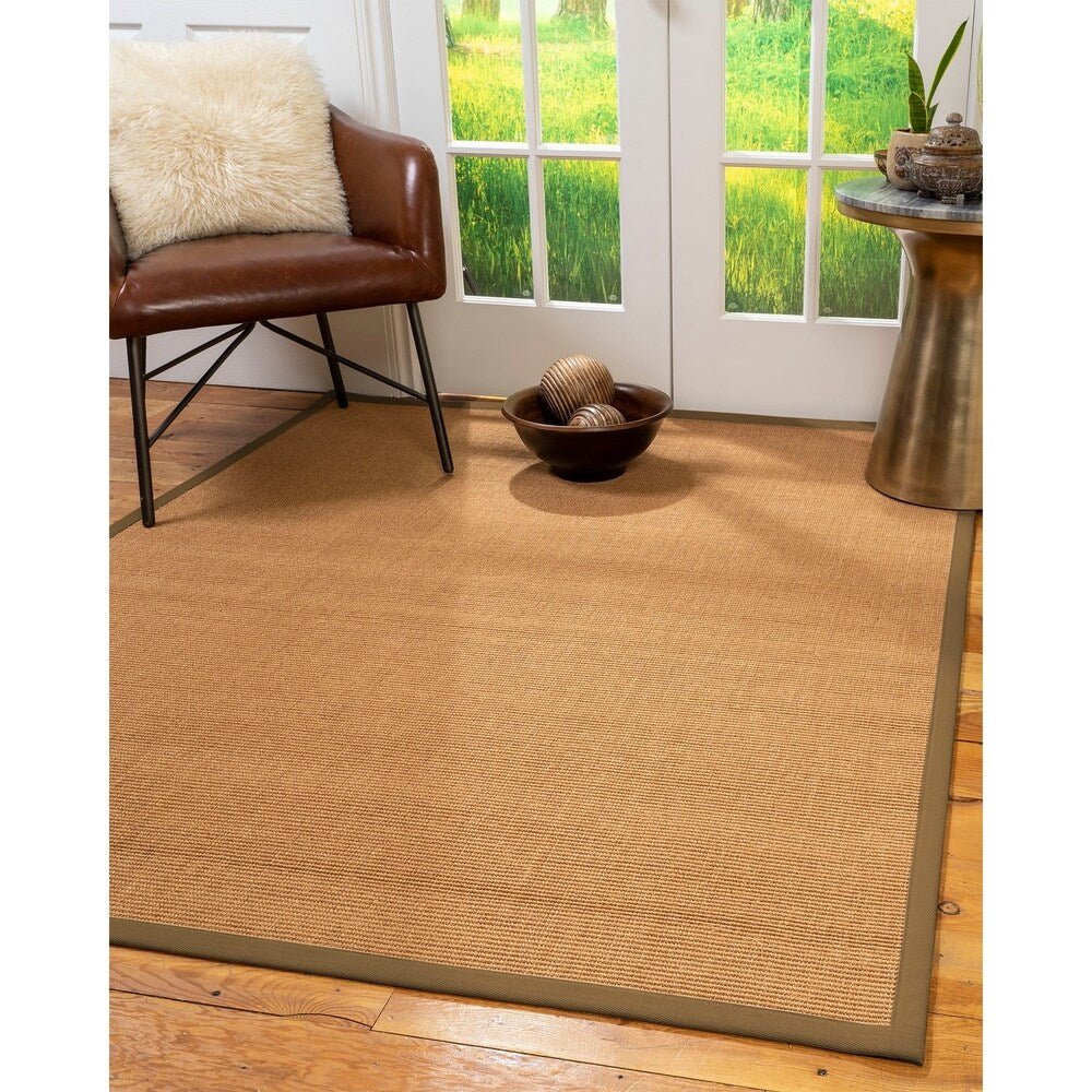 Natural Area Rugs 100%, Natural Fiber Handmade Aston, Gold Sisal Rug, Squirrel Border - 5' x 7'