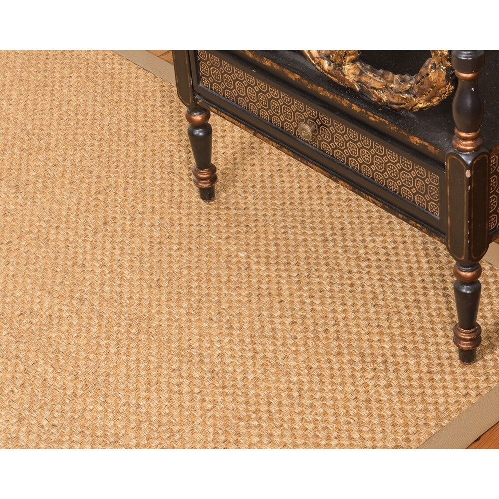 Natural Area Rugs 100%, Natural Fiber Handmade Basket Weave Amalfi, Gold/Multi Sisal Rug, Wheat Border - 6' x 9'