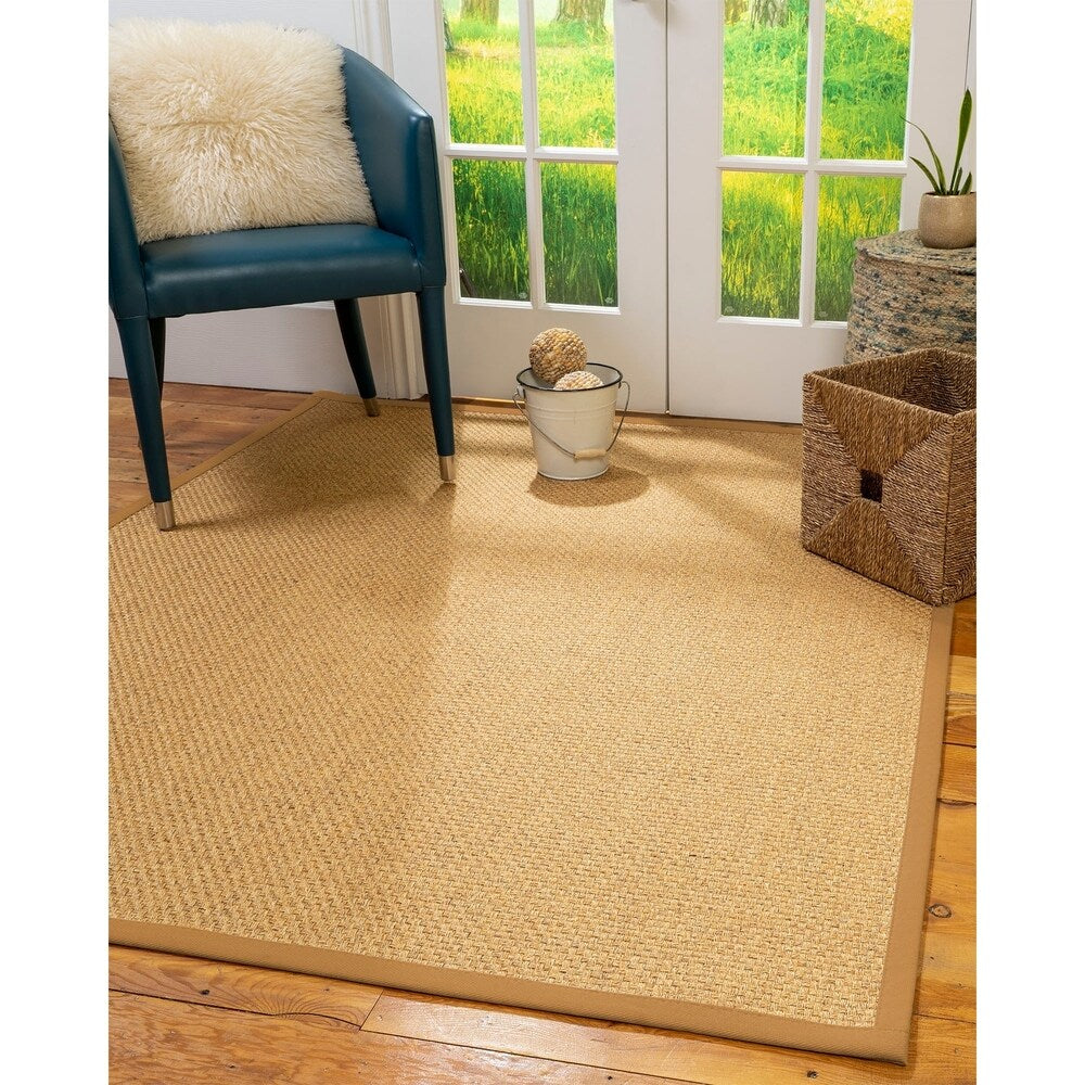 Natural Area Rugs 100%, Natural Fiber Handmade Basket Weave Amalfi, Gold/Multi Sisal Rug, Khaki Border - 12' x 15'