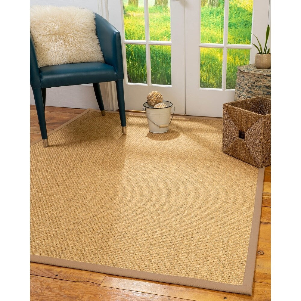 Natural Area Rugs 100%, Natural Fiber Handmade Basket Weave Amalfi, Gold/Multi Sisal Rug, Wheat Border - 12' x 18'