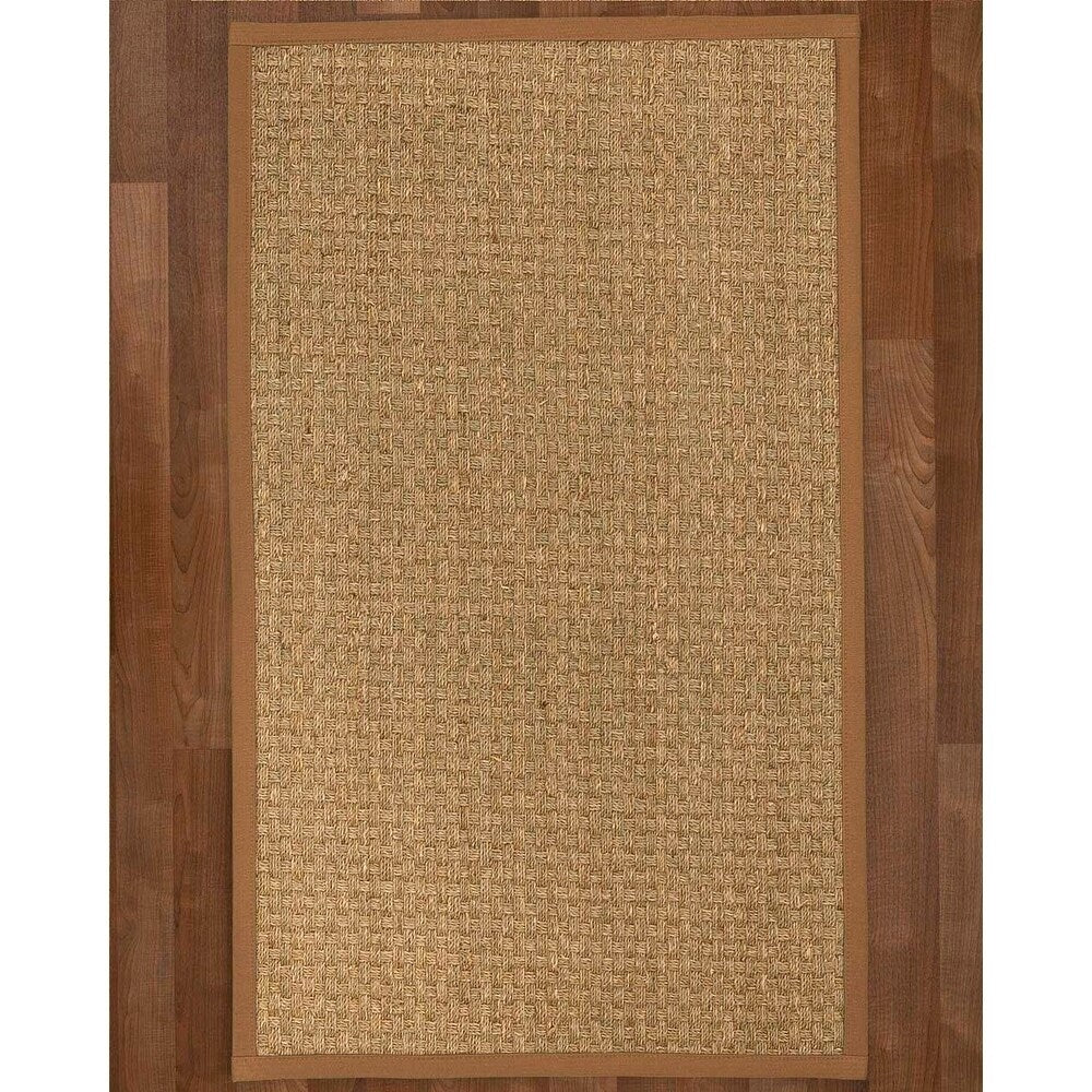 Natural Area Rugs 100%, Natural Fiber Handmade Basket Weave Basketweave, Natural Seagrass Rug (12' X 15'), Sienna Border