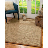 Natural Area Rugs 100%, Natural Fiber Handmade Basket Weave Basketweave, Natural Seagrass Rug (12' X 15'), Sienna Border
