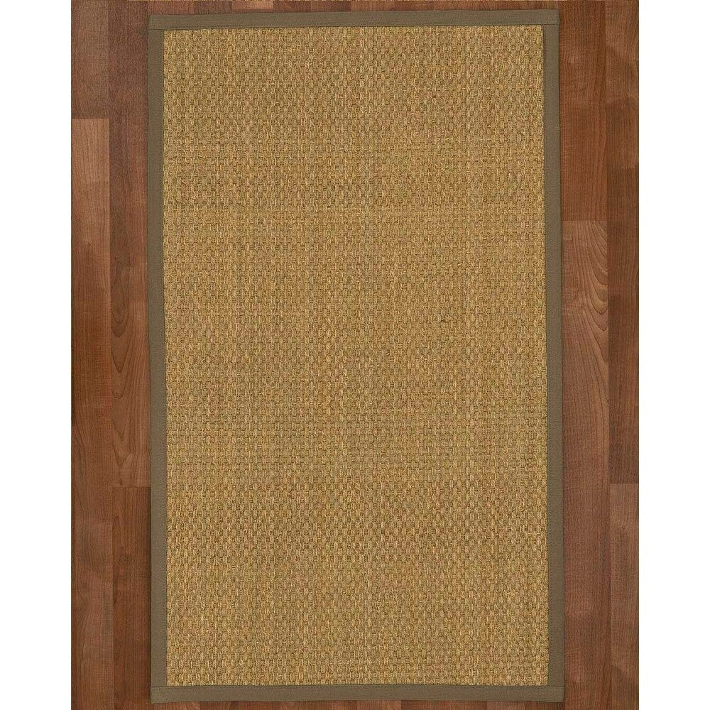 Natural Area Rugs 100%, Natural Fiber Handmade Basket Weave Calabria, Natural Seagrass Rug, Fossil Border - 9' x 12'