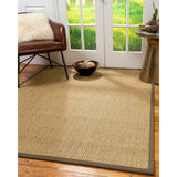 Natural Area Rugs 100%, Natural Fiber Handmade Basket Weave Calabria, Natural Seagrass Rug, Fossil Border - 9' x 12'