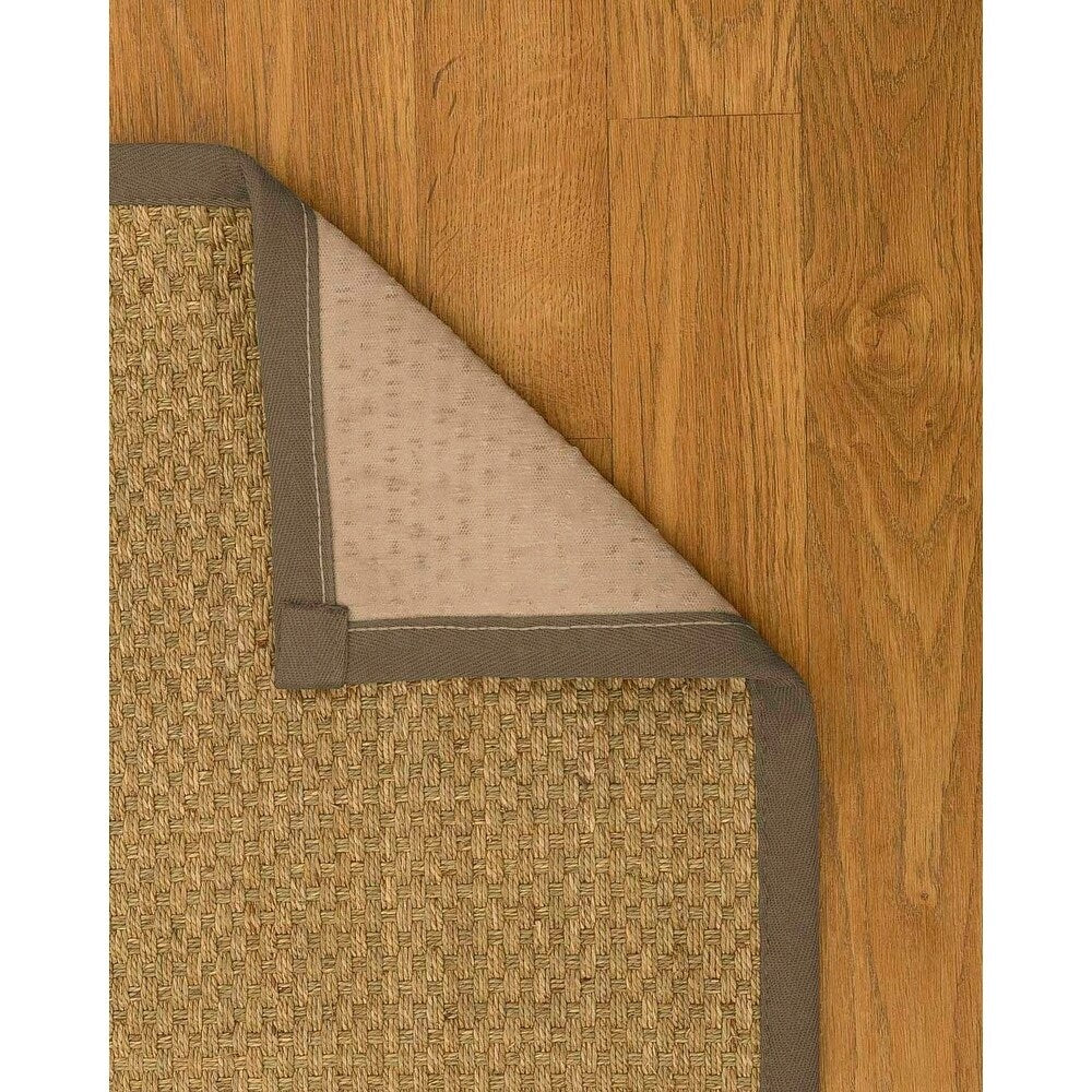 Natural Area Rugs 100%, Natural Fiber Handmade Basket Weave Calabria, Natural Seagrass Rug, Fossil Border - 9' x 12'