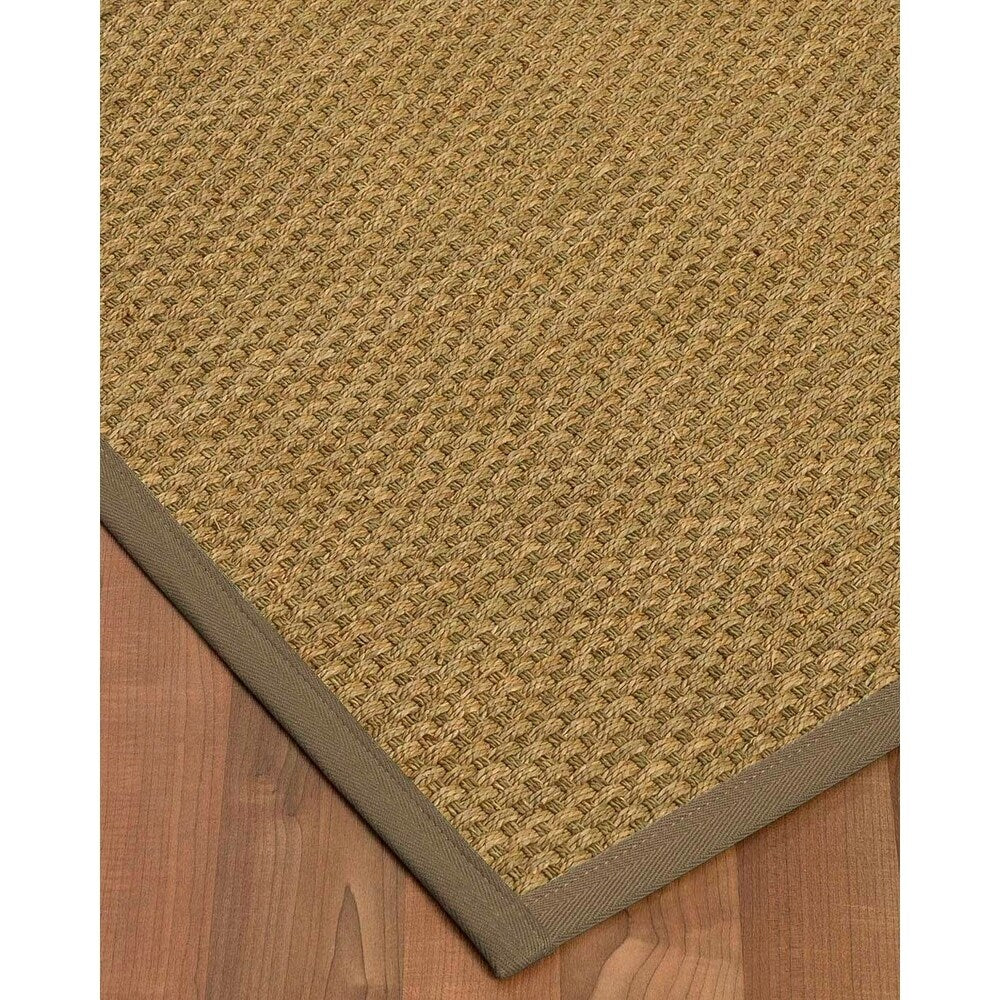 Natural Area Rugs 100%, Natural Fiber Handmade Basket Weave Calabria, Natural Seagrass Rug, Fossil Border - 9' x 12'
