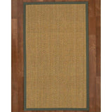 Natural Area Rugs 100%, Natural Fiber Handmade Basket Weave Calabria, Natural Seagrass Rug, Green Border - 12' x 15'