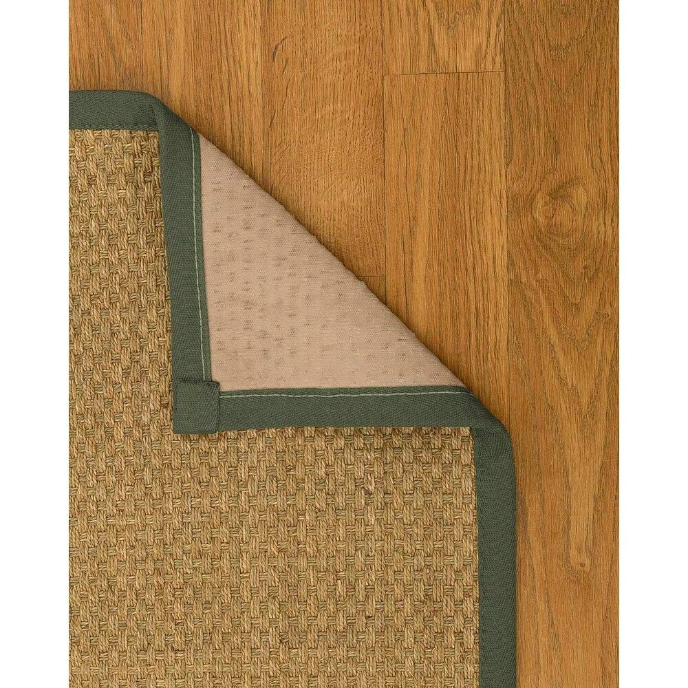 Natural Area Rugs 100%, Natural Fiber Handmade Basket Weave Calabria, Natural Seagrass Rug, Green Border - 12' x 15'
