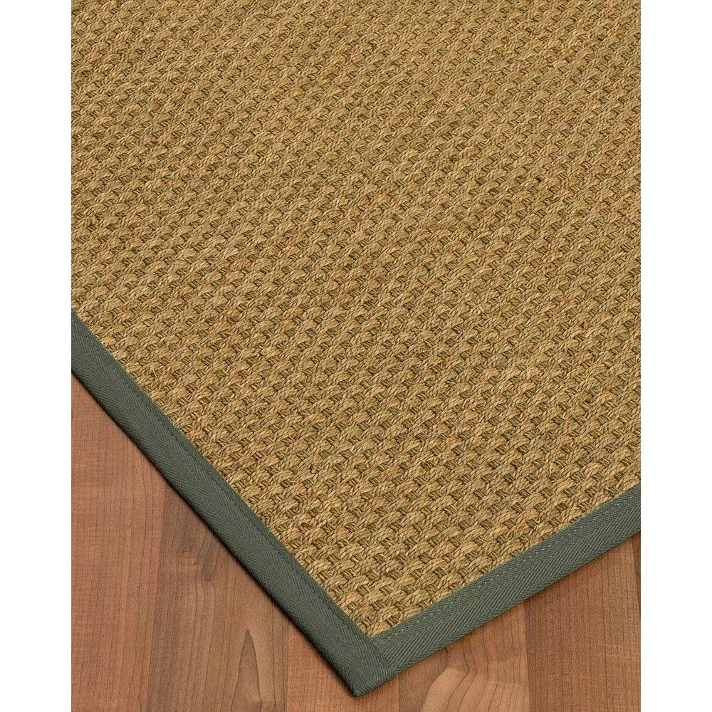 Natural Area Rugs 100%, Natural Fiber Handmade Basket Weave Calabria, Natural Seagrass Rug, Green Border - 12' x 15'