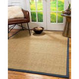 Natural Area Rugs 100%, Natural Fiber Handmade Basket Weave Calabria, Natural Seagrass Rug, Marine Border - 2' x 3'