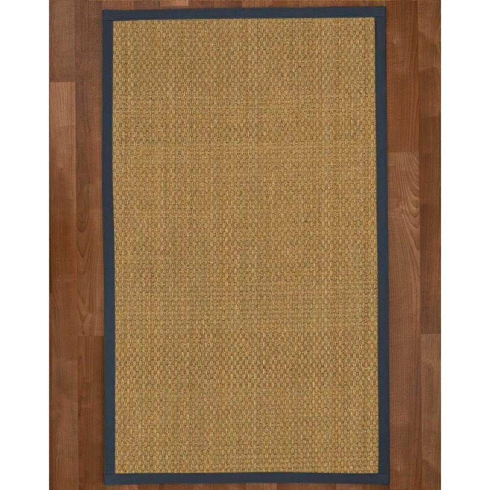 Natural Area Rugs 100%, Natural Fiber Handmade Basket Weave Calabria, Natural Seagrass Rug, Marine Border - 2' x 3'