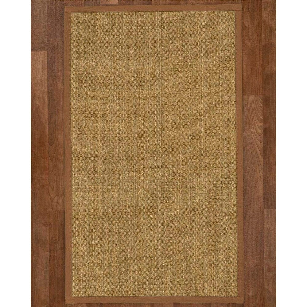 Natural Area Rugs 100%, Natural Fiber Handmade Basket Weave Calabria, Natural Seagrass Rug, Sienna Border - 12' x 15'