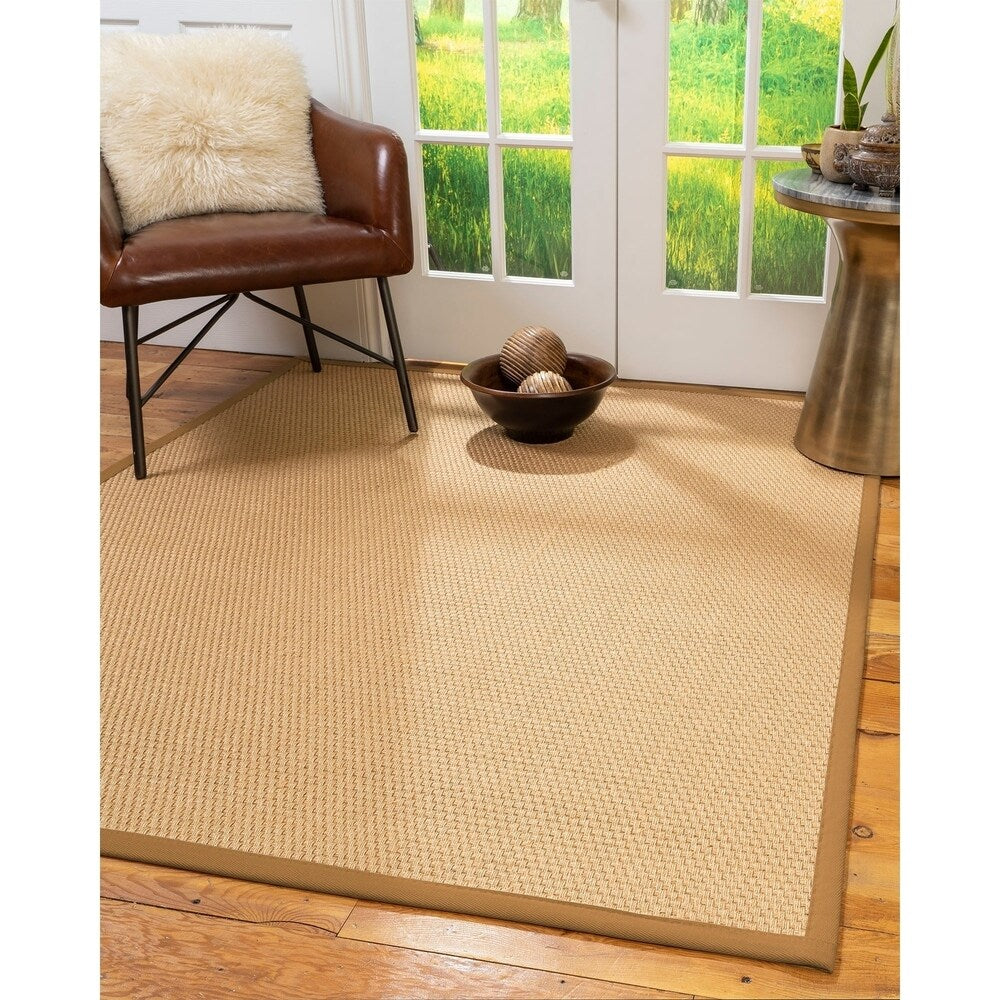 Natural Area Rugs 100%, Natural Fiber Handmade Basket Weave Carlton, Gold Sisal Rug, Doe Border - 3' x 5'