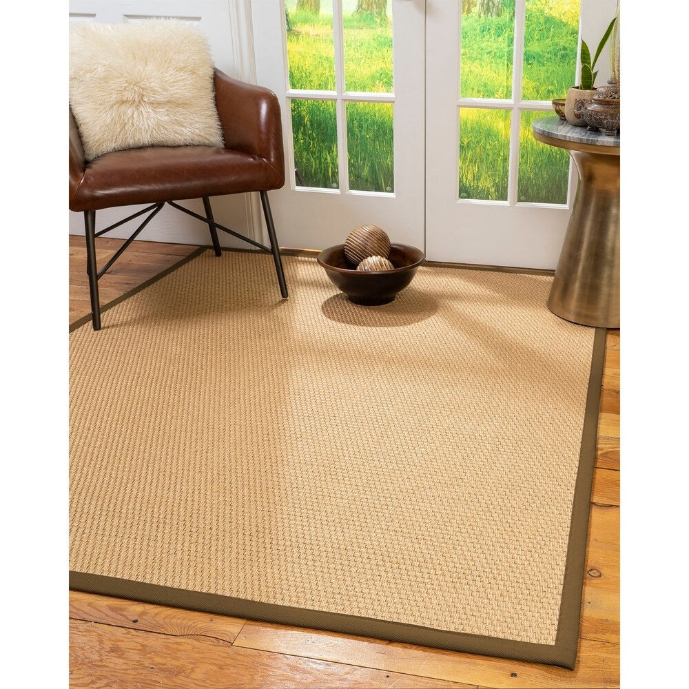 Natural Area Rugs 100%, Natural Fiber Handmade Basket Weave Carlton, Gold Sisal Rug, Malt Border - 10' x 14'